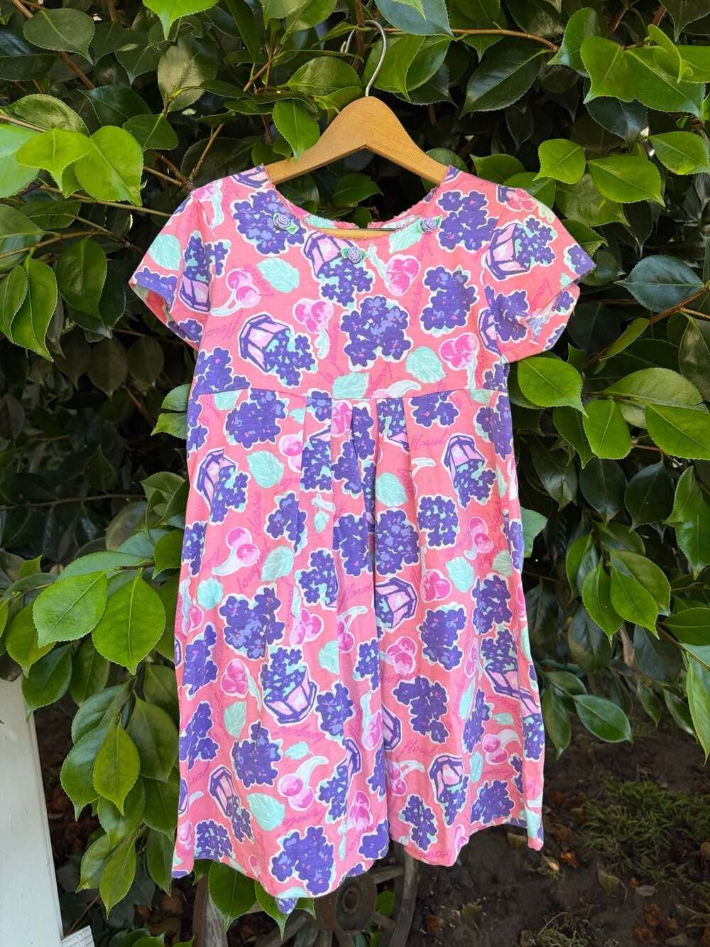 Vintage Christie Brooks Soft Thick Cotton Fruit & Floral Dress